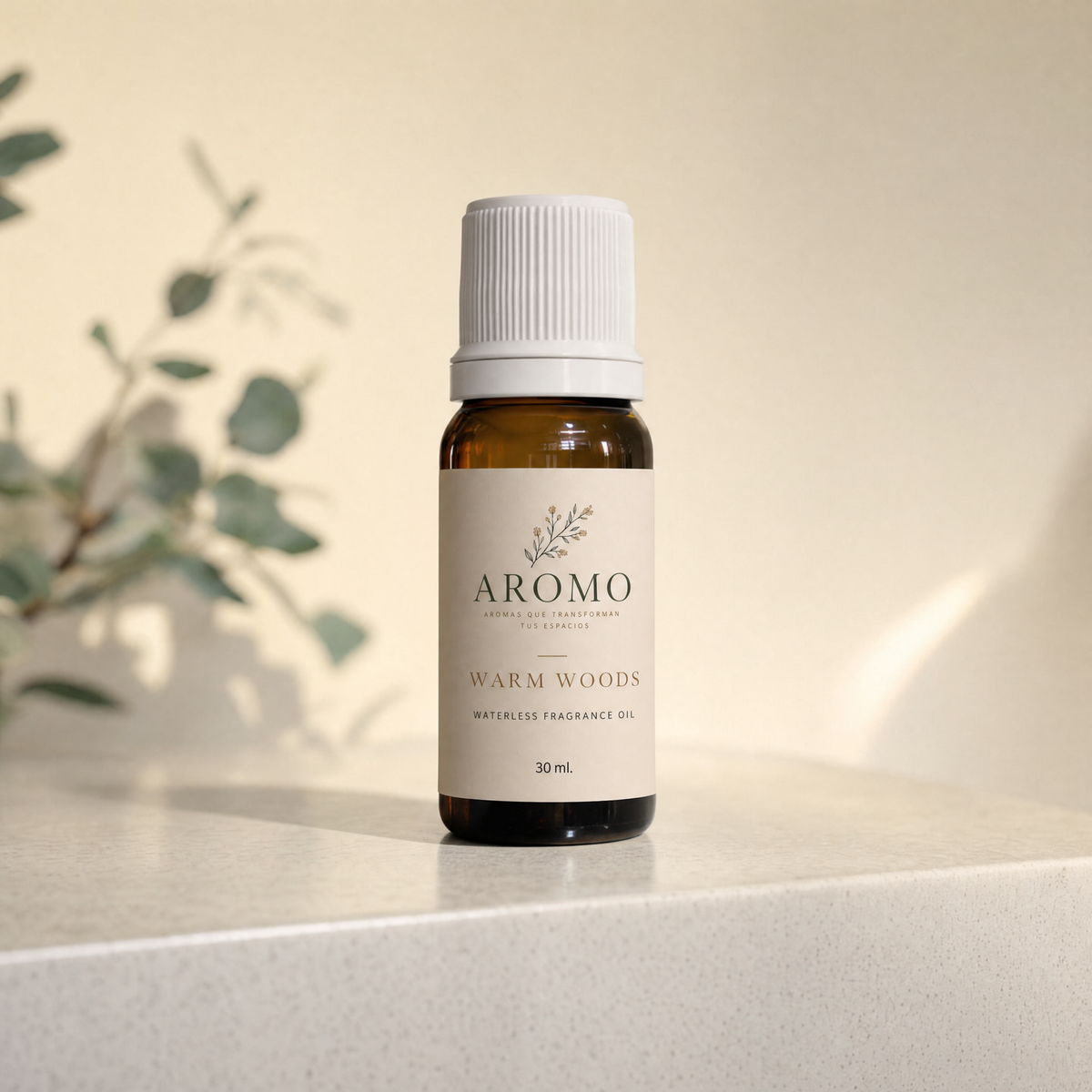 Aceite Aromático Maderas Cálidas de Aromo.mx, botella de 30 ml.