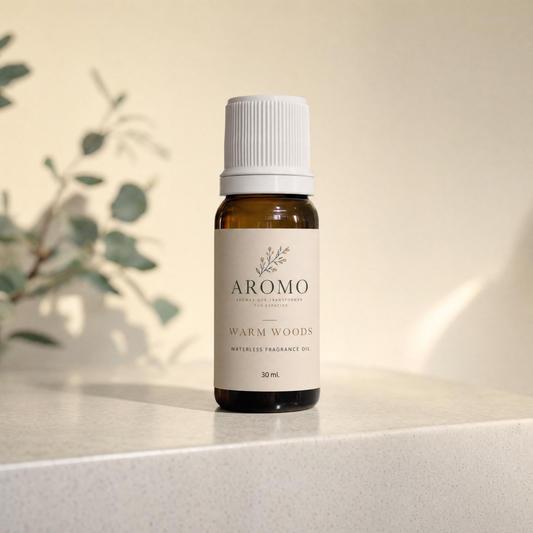 Aceite Aromático Maderas Cálidas de Aromo.mx, botella de 30 ml.